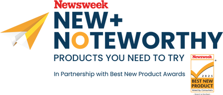 Newsweek logo with 'New+Noteworthy' products banner and Best New Product Award badge.