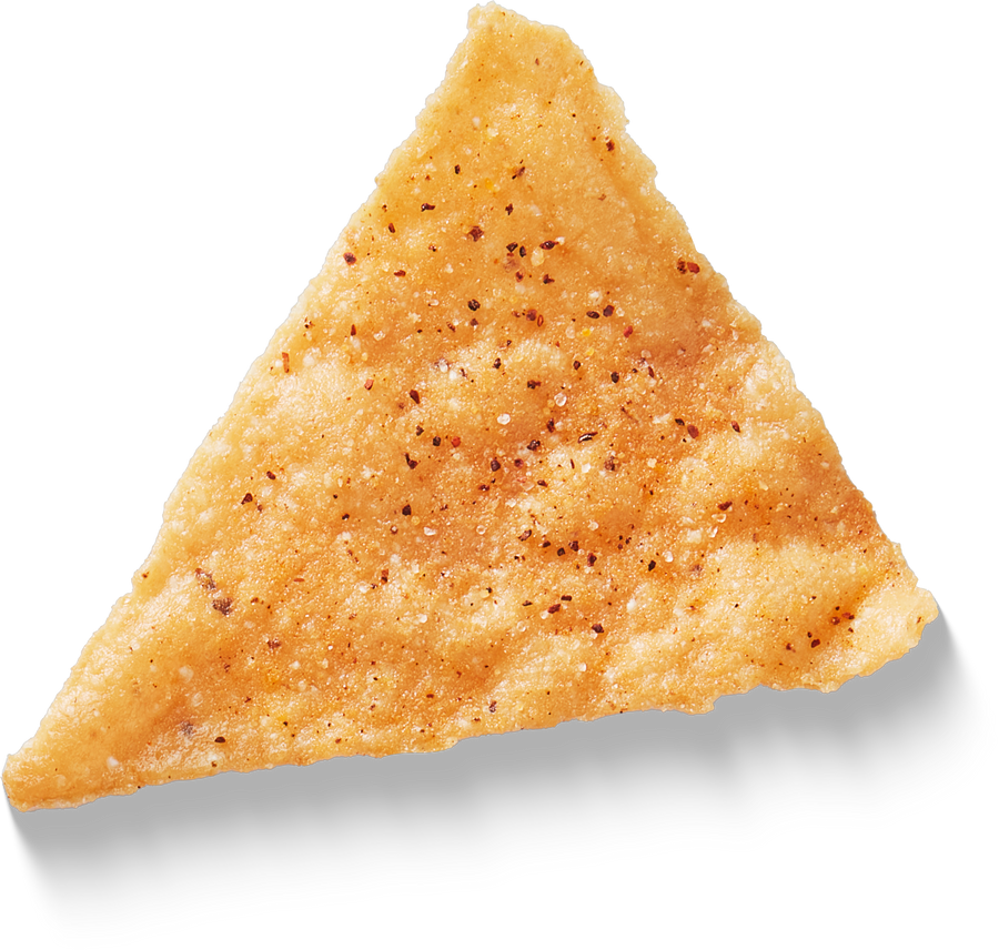 Triangular tortilla chip on a transparent background