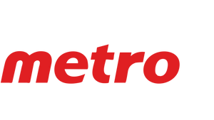 Red 'metro' logo on a white background