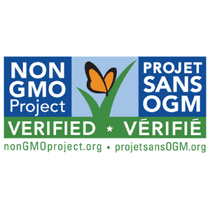 Logo of the Non-GMO Project with a butterfly and grass illustration on a white background.