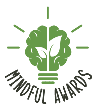 Logo for Mindful Awards with green leaf design