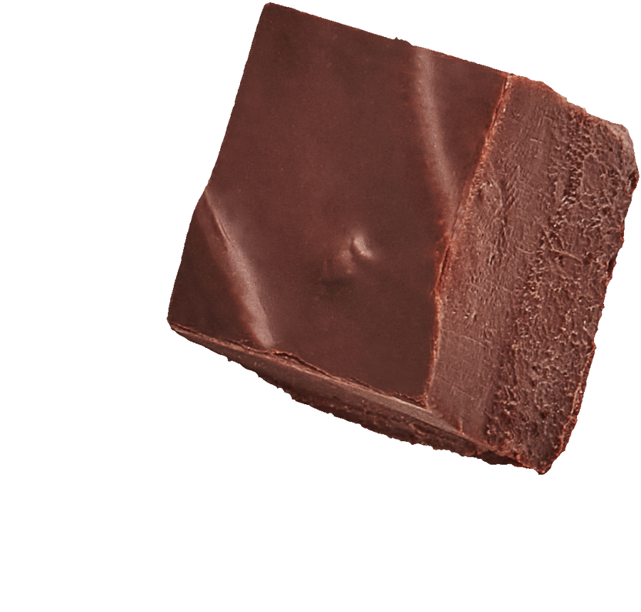 Square piece of chocolate on a transparent background